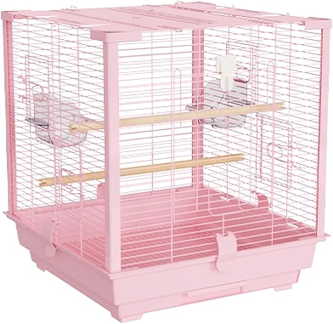 20inch Bird Carrier Travel Cage Cockatiel，Bird Aviary Indoor with Open Roof Outdoor Parrot Cage for Parakeet, Canaries, Budgies, Finch(White,7pcs)
