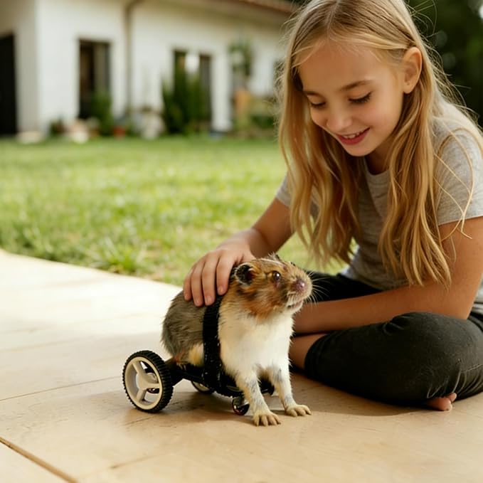 Adjustable Guinea Pig Wheelchair - Pet Mobility Aid for Injured/Disabled Small Animals, Lightweight & Durable Pet Wheelchair with Adjustable Straps, Suitable for Guinea Pigs, Hamsters & Small Pets