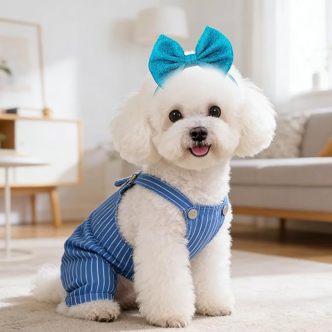 4Pcs Dog Hair Bow Headband for Small Medium Dogs, Adjustable Pet Dog Hair Bow Headband for Pets Puppy Cats Grooming Accessories (Solid Color B, for Puppies)