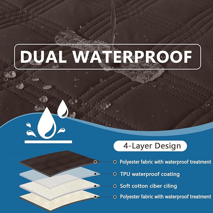 hyha Waterproof Dog Blanket, Reversible Pet Bed Blanket, Soft Sofa Couch Cover for Dogs Washable, Waterproof Pet Couch Covers for Sofa Puppy Cats Furniture Protector(52"x82", Chocolate/Beige)