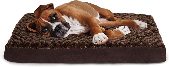 Furhaven Cooling Gel Dog Bed for Medium/Small Dogs w/ Removable Washable Cover, For Dogs Up to 35 lbs - Ultra Plush Faux Fur & Suede Mattress - Chocolate, Medium