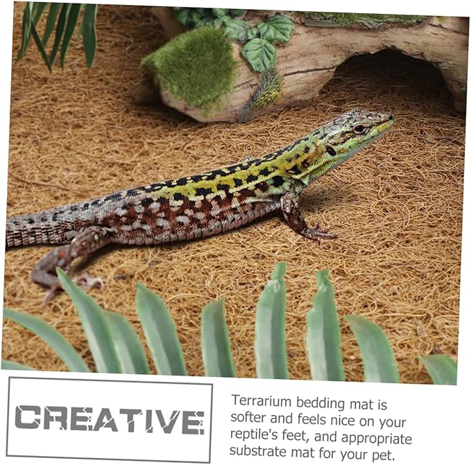 Sosoport Coconut Fiber Reptile Substrate Thermal Pad for Bearded Dragon Gecko Tank Accessory Reptile Terrarium Liner Pet Bedding