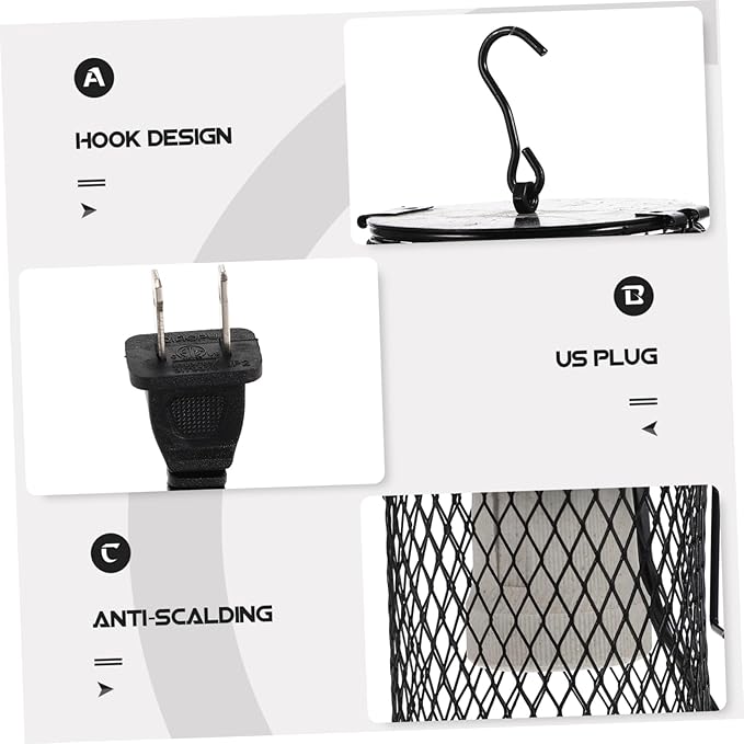 Reptile Scald Lamp Shade for Heating Lamp Easy Installation Incubator Cage Accessory Protects Pets from Burns Suitable for Reptile Tanks and Parrot Cages US Plug
