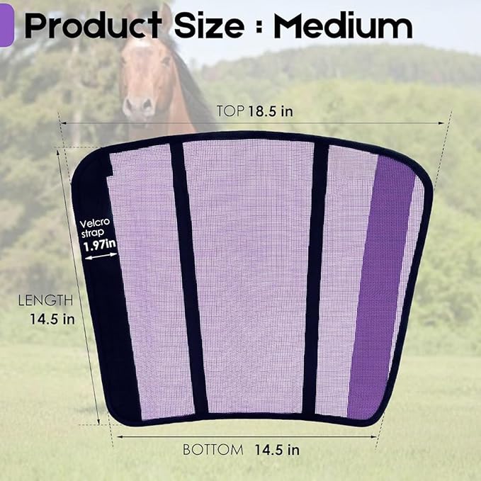 Horse Fly Boots - Breathable Mesh Protection Set of 4, Comfortable Horse Leggings, Equine Supplies for Horses, Reduces Stomping & Leg Fatigue (Purple)
