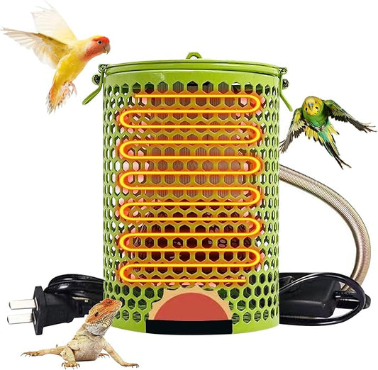Hamiledyi Ceramic Heat Lamp Bulb with Lampshade,Reptile Heat Lamp Guard 100W Bird Cage Heater Adjustable Temperature Anti-Scald Heating Bulb No Light Emitter for Reptile,Bearded