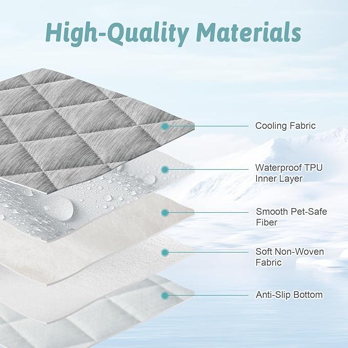 COZY KISS Dog Cooling Mat 32"x44" Q-Max>0.4, Waterproof Pet Cooling Pad, Leakproof & Non-Slip Dog Bed Cover, Washable Cooling Blanket for Medium Dogs, Crate, Sofa, Floor(Gray)