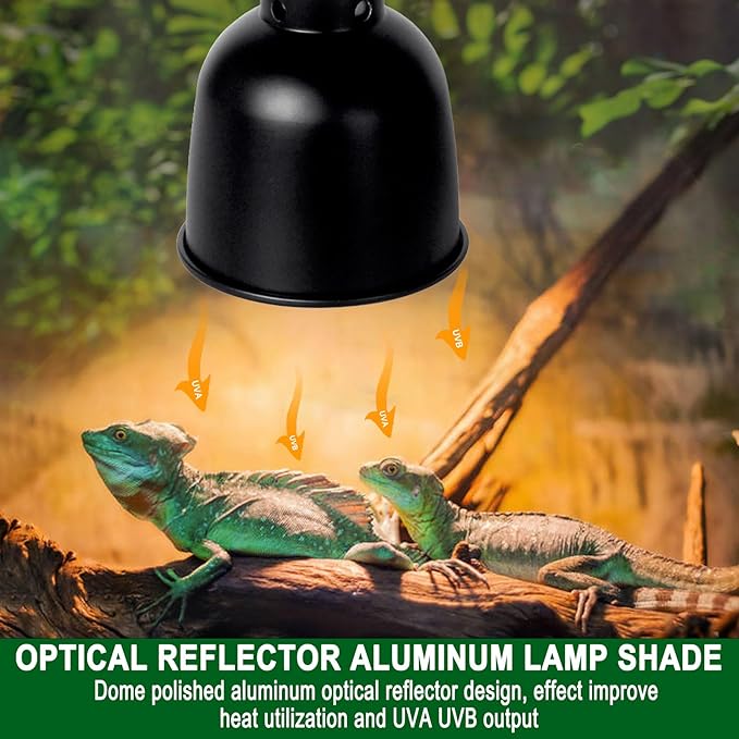 BNOSDM Reptile Light Fixture,5.5 Inch Deep Dome Reptiles Heat Lamp Fixture for UVB UVA Bulb,Heat Basking Bulb,Optical Reflection Heat Lamp Fixtures for Reptile Amphibian Tank Terrariums