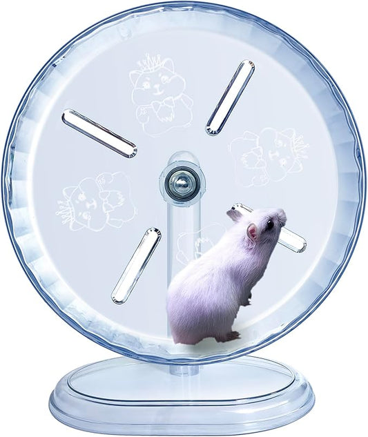 lazYYzal Silent Hamster Wheel, Super-Silent Hamster Exercise Wheels Accessories, Quiet Running Wheels, Adjustable Stand for Hamsters Mice Or Other Small Animals (Transparent, Ф 9.5 inch)