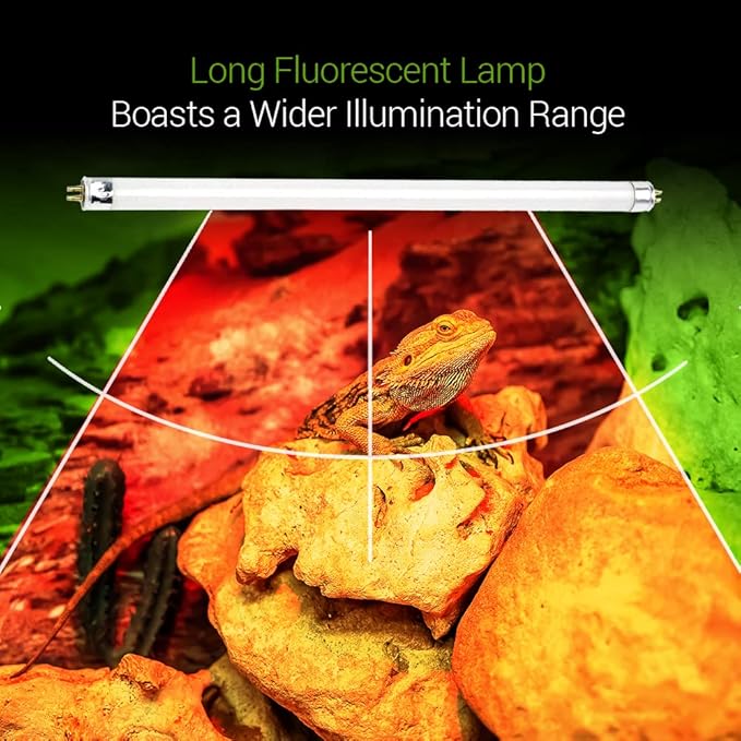 2 Pack 24W-Watt T5 HO Reptile Light Desert UVA UVB 10.0 Fluorescent Tube - 22" Terrarium Hood Light Suitable for Desert Reptile Lizards Bearded Dragons & Promotes Natural Behavior UVB Bulb (22Inch)