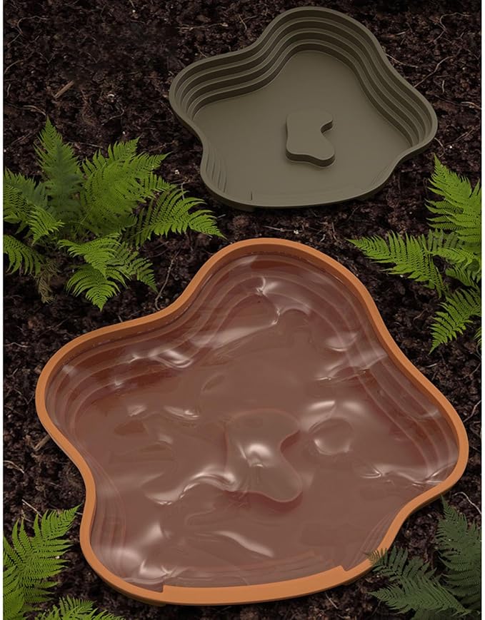Sloped Animal Water Container Simulated Living Space Platform for Tortoises Amphibians Soaking Tub for Turtles Safe Turtle Drinking Bath Pan Multi Functional Soaking Dish Indoor/Outdoor Turtle Water