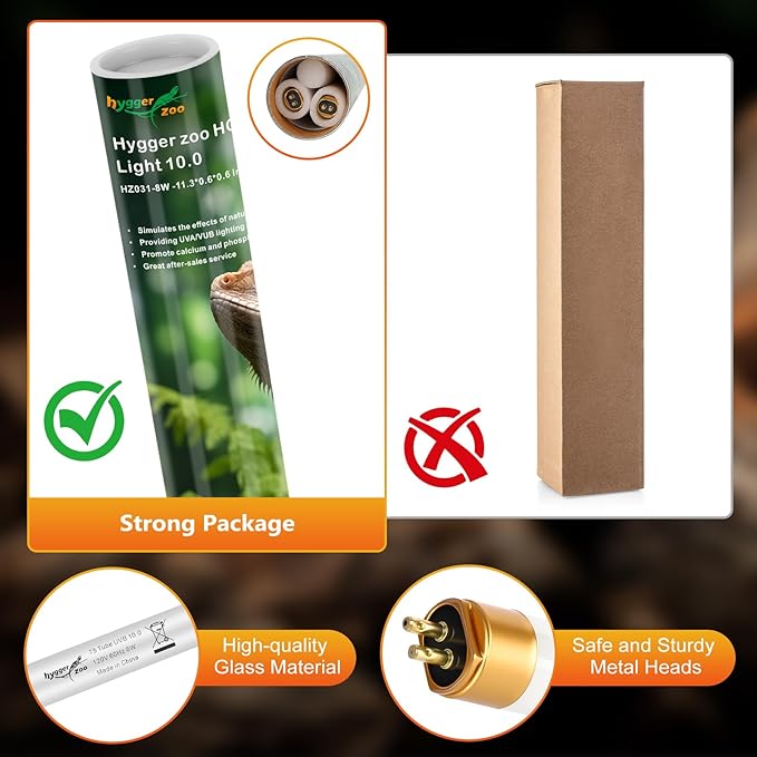 UVB Light for Reptiles Bearded Dragon, 3 Pack T5 UVB Reptile Light UVB Bulb 10.0 8W UVA UVB Reptile Light Bulb Terrarium Light Lamp Tube for Turtle Chameleon Leopard Gecko Snake Tank, 12 Inch