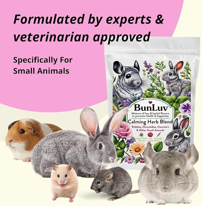 Pampered Chicken Mama Herbal Calming Forage (2 Ounces): Premium Rabbit Food, Hay for Guinea Pigs Food, Chinchilla Food, Hamster Treat Made with Timothy Hay & Dried Edible Herbs (2 Ounces)