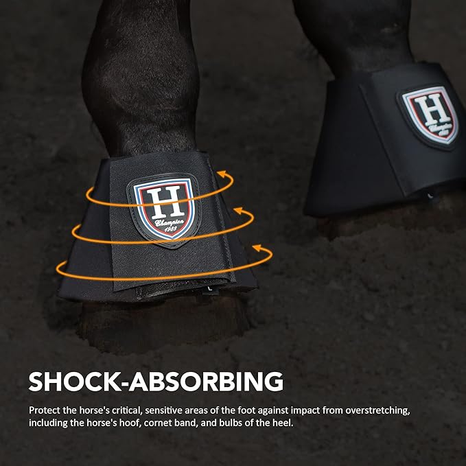 Harrison Howard Horse Neoprene Bell Boots Provide Long-Lasting Protection for Your Horse Sold in Pairs Black