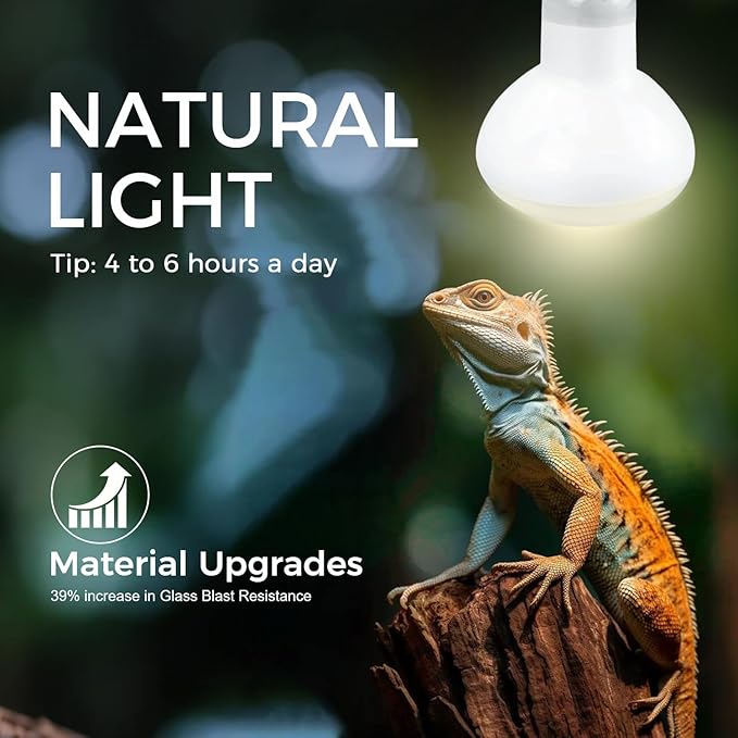 Reptile Heat Lamp 100W, Daylight UVA Basking Light Bulbs with E26 Base for Lizards, Turtles, Snakes and Amphibians 2 Pack