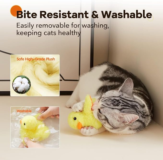 Potaroma Cat Toys Rechargeable Flapping Duck with SilverVine Catnip, Lifelike Quack Chirping, Touch Activated Kitten Kicker Plush Interactive Exercise Toys for All Breeds - Image 4