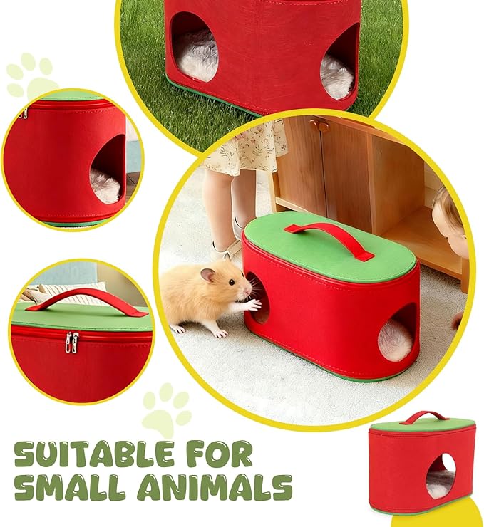 Christmas Guinea Pig Hideout, Large Cozy Bed, Warm Small Animal Cage House for Chinchilla, Hamster, Ferrets, Hedgehog, Rats and Other Small Pets