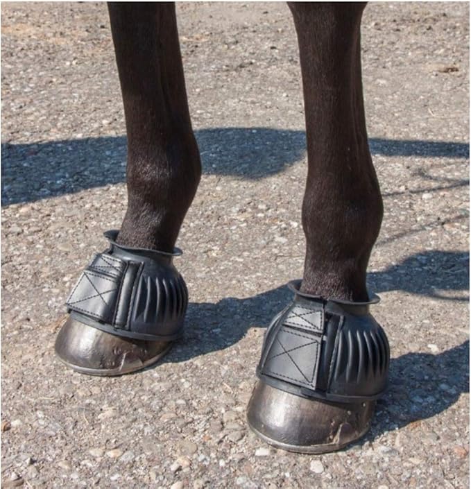 Dura-Tech Ribbed Rubber Double Lock Bell Boots for Horses | Ultimate Horse Protection | Heavy-Duty Impact Shield | No-Rub Design | Secure Double Lock Closure