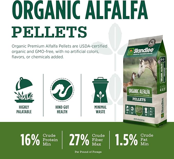 Standlee Organic Alfalfa Pellets for Horses, 40 lbs