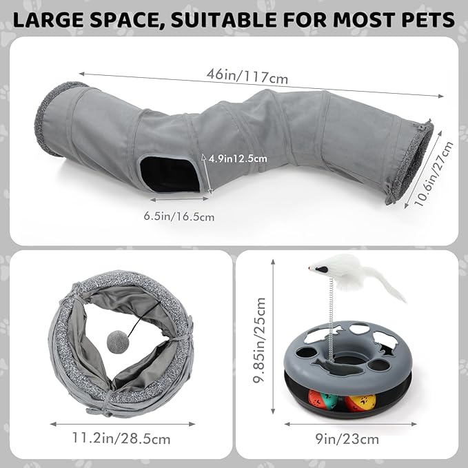 XIAPIA Cat Tunnels for Indoor Cats, 6-in-1 Collapsible Crinkle Play Tunnel - Image 2