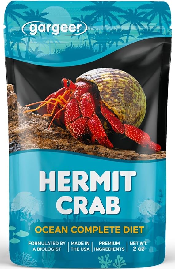 Gargeer 2oz Hermit Crab Ocean Blend Complete Diet. Easily Digested, Non-GMO Premium Ingredients Only. Strengthen Your Crab’s Exoskeleton, and Support All Nutritional and Immune System Needs