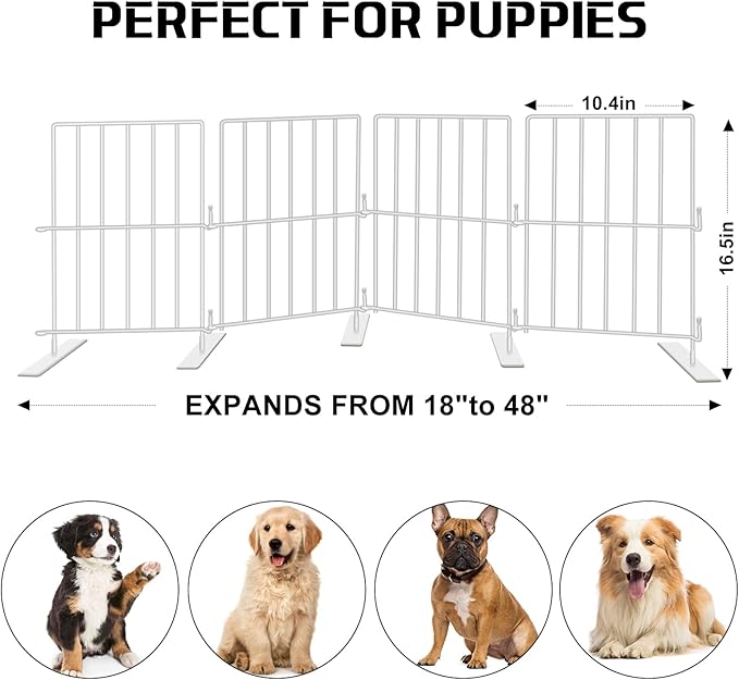 YORWHIN Short Puppy Gate - 17 Inch Height Dog Gate, Metal Free Standing Pet Gates, Expands Up to 48 Inches for Indoor/Outdoor, Step Over Pet Fence for Small Dogs