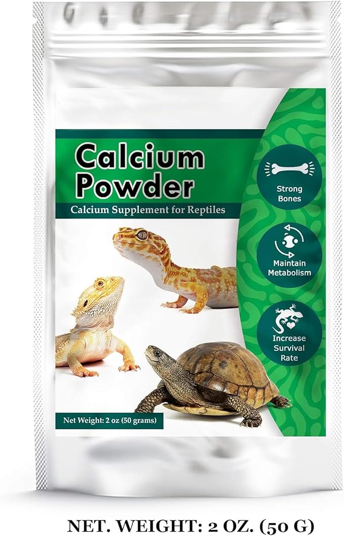 CoCoo Reptile Calcium Powder, Ideal for Leopard Geckos, Chameleons, Iguanas, Turtles, Chicken & Dog, Avoid Vitamin D3 Overdose in Bearded Dragons, Lizards Love It, Energy-Rich Additional Feed, 2 oz.