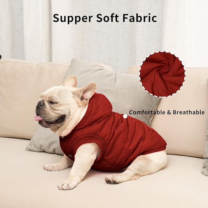 Vecomfy Dog Hoodie in Winter for Medium Dogs Jacket Pet Coats with Hooded, Red L