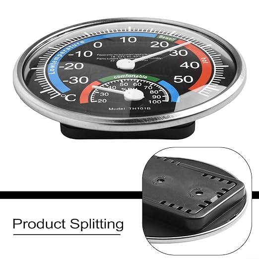 Analogue for Thermometer Hygrometer for Thermal Room Climate Control with Temperature and Humidity Measurement for Indoor and Outdoor Use (Black)