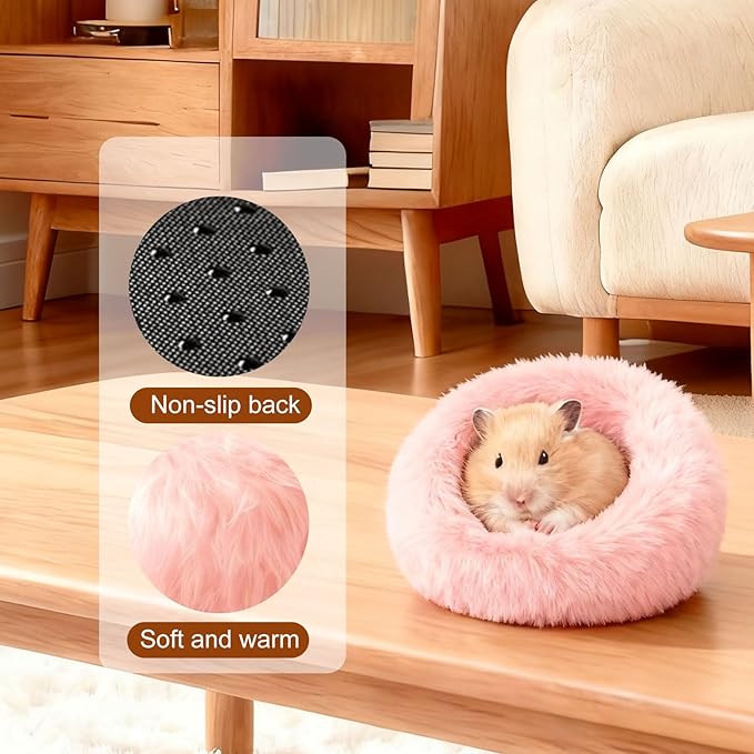 2-Pack Guinea Pig Carrier and Burrowing Bed, Portable Small Animal Cage with Clear Window, Plush and Fluffy Hideaway Pet Bed for Piggies, Hamster