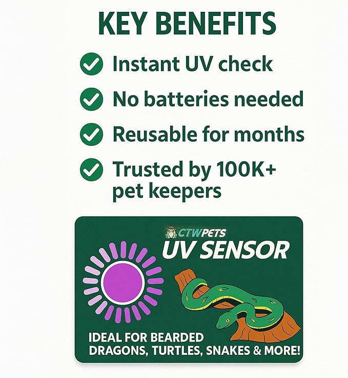 CTWPets UVB Tester Reptile Lamp UV Sensor Reptile UVA UVB Fluorescent Lamp Tester Card (2 Pack)