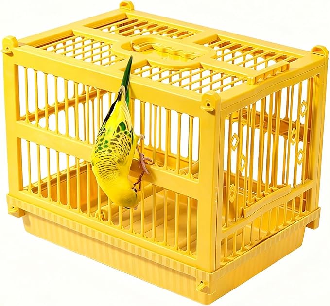 Bird Travel Cage - Bird Carrier, Transport Cage with Standing Perch, Parrot Cleaning and Bathing Carrier for Parakeet Cockatiel Conure Finch Lovebird Cockatoo Travel Indoor Outdoor Walking