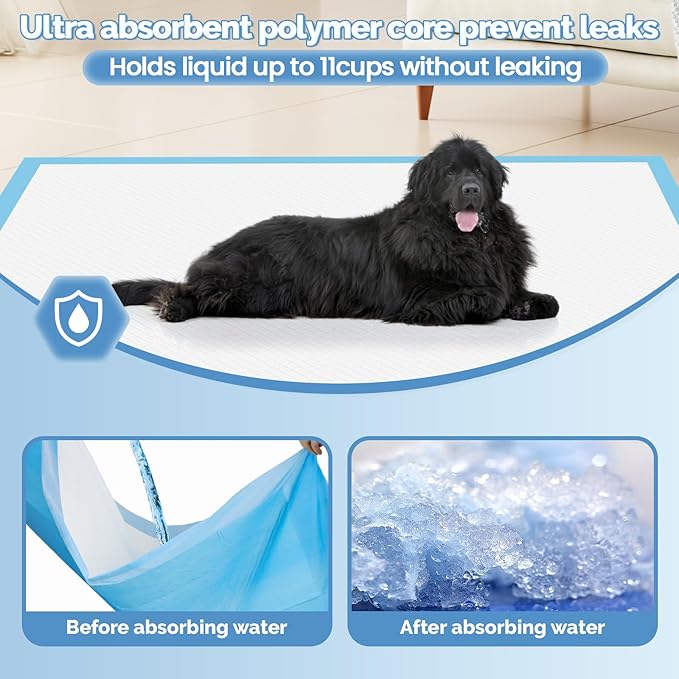 Bulubaky Heavy Absorbent Enormous 54"x37" Pee Pads for Large Dogs, Quick Dry Disposable Puppy Pee Pads, Thicken Strong Leak-Proof Backing Dog Pads 30Counts