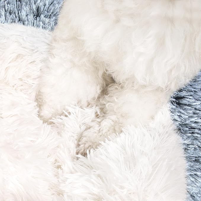 NOYAL Round Hooded Donut Dog Bed for Small & Medium Pets - Plush Fluffy Anti-Anxiety Cat Cave Bed with Cover