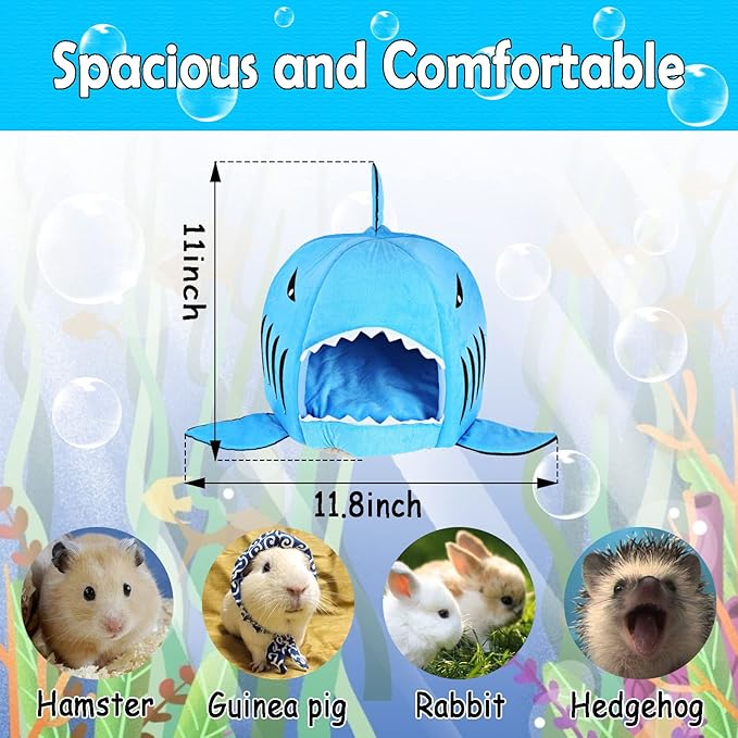 Hamiledyi Guinea Pig Bed Large Guinea Pig Hideout Washable Winter Warm Sleeping House Shark Nest for Dwarf Rabbit Bunny Chinchilla Ferret Rat