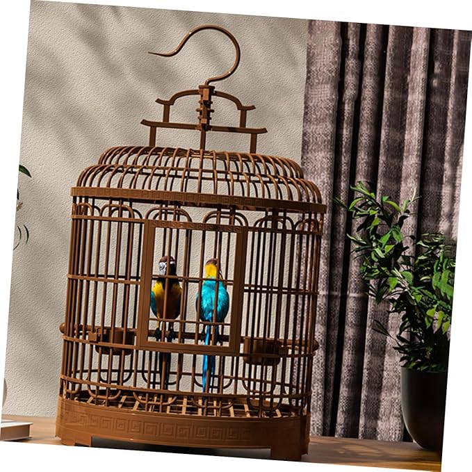 Milisten Large Portable Bird Cage Villa for Parrots and Budgies Retro Plastic Travel Carrier Detachable Base Suitable for Home and Outdoor Use