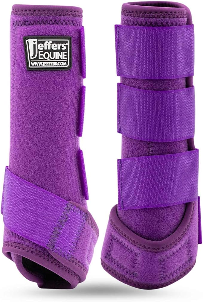Jeffers Expression Protective Horse Boots, 1 Pair, Large - Safe Neoprene Leg Guards, Durable Strap Closures, Front & Hind Support, Equestrian Accessories for Travel & Riding - Purple