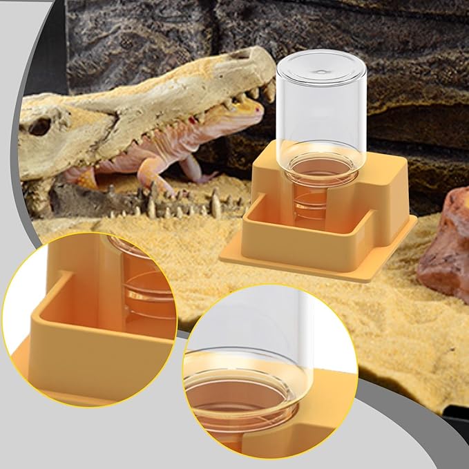 Automatic Reptile Water Dispenser, Aquarium Tank and Accessories for, Yellow