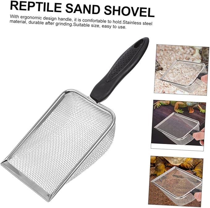 TOYANDONA 2pcs Portable Stainless Steel Reptile Shovels for Easy Substrate Cleanup Durable Household Scoopers for Tortoise Lizard and Scorpion Care