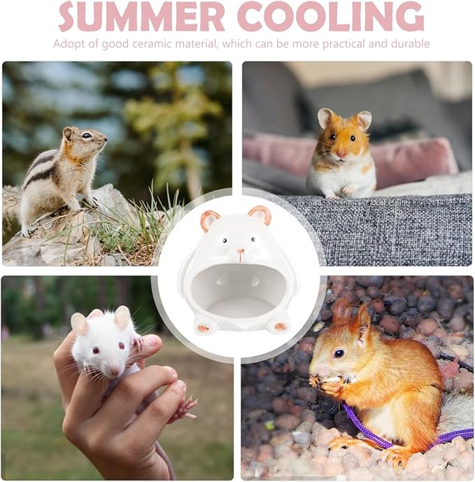 Balacoo Ceramic Hamster Hideout, Dwarf Cool Bed, Hamster House and Habitat for Chinchillas Hedgehogs, Gerbils Mouse and Guinea Pigs, Small Pet All Season House (Bear)