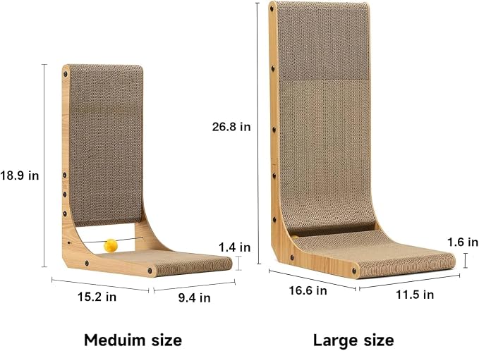 FUKUMARU Cat Scratcher, 18.9 Inch L Shaped Cat Scratch Pad for Indoor Cats - Image 5