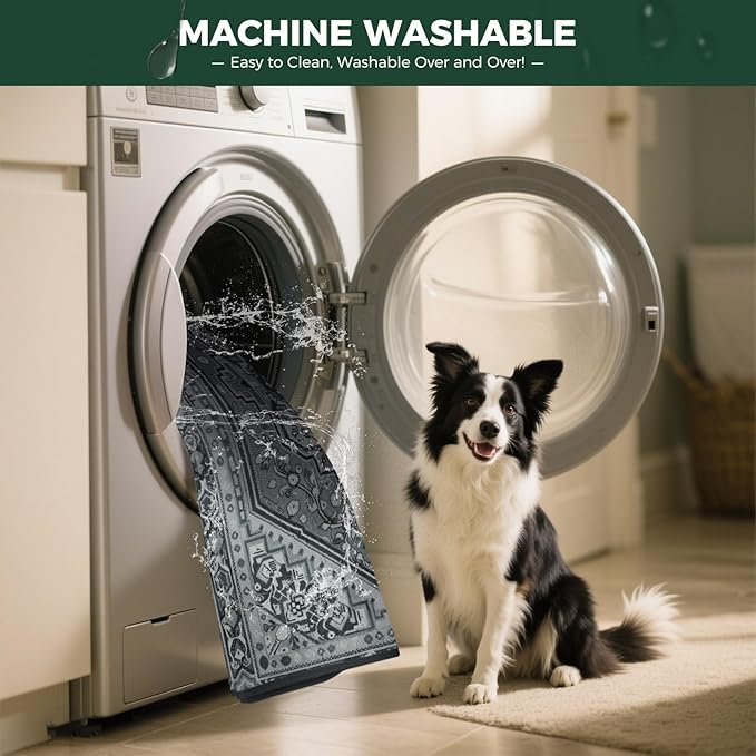 FXW Washable Pee Pads for Dogs, Leak-Proof & Non-Slip, Specifically Designed for Rollick/Homeplus 24inch 8 Panels Dog Playpen, 63" Square, Boho Grey, 1 Pack