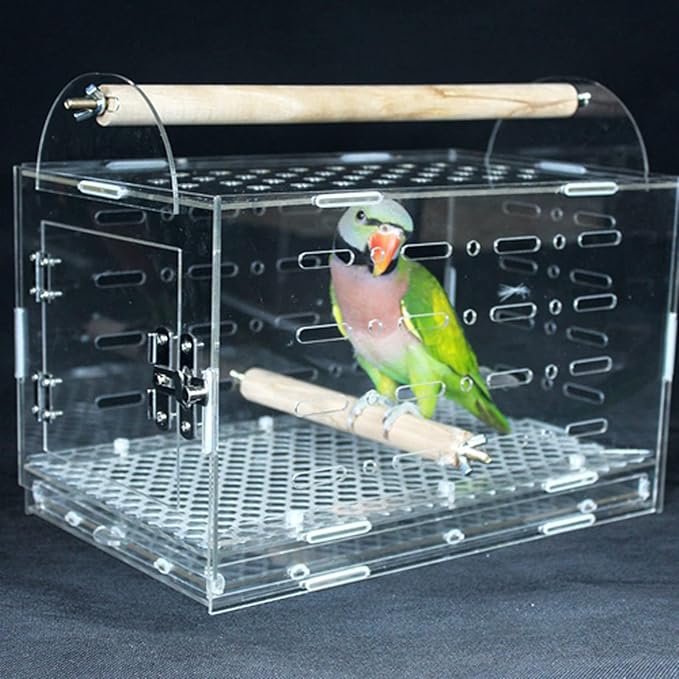 Flight Cage Plastic Bird Carrier Portablebird Cage with Feeding Cups Bird Travel Cage for Extra Small Finches Bird Cage