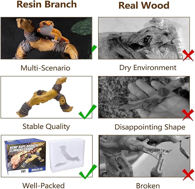 Tfwadmx Snake Climbing Branch, Reptile Climbing Decor Resin Reptile Climbing Wood Branches, Gecko Tank Branches Decor for Lizards, Tarantulas, Hermit Crab, Frogs