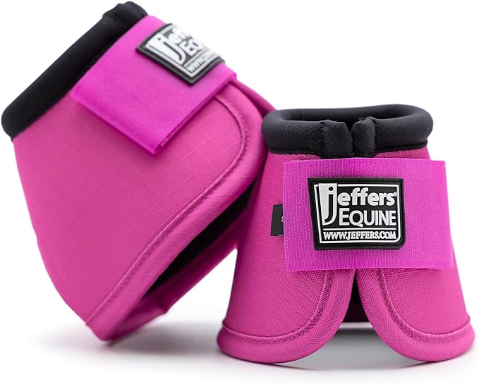 Jeffers Equine No Turn Bell Boots for Horses - Pink, Medium | Shock Absorbing Hoof Protection | Secure Double Hook & Loop Closure, Perfect for Travel, Turnout, Training, & Riding - 1 Pair