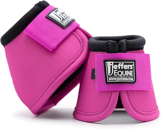 Jeffers Equine No Turn Bell Boots for Horses - Pink, Large | Shock Absorbing Hoof Protection | Secure Double Hook & Loop Closure, Perfect for Travel, Turnout, Training, & Riding - 1 Pair