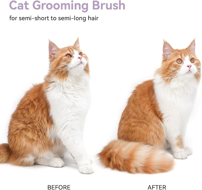 aumuca Cat and Dog Grooming Brush for Shedding, Removes Loose Fur from Long or Short Haired Pets - Ideal for Cats, Kittens, Rabbits, and More - Purple - Image 8