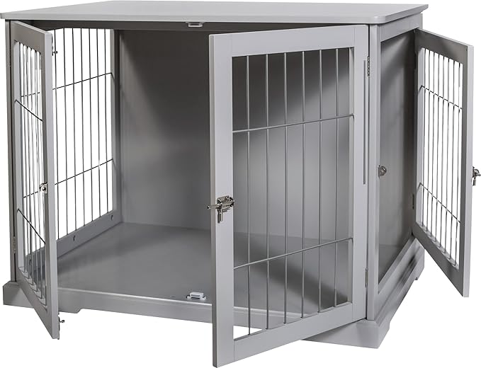 Trixie 32.7" Indoor Dog Crate, Wooden Crate Table for Dogs Up to 50 lb, Medium Dog Kennel, Perfect in Any Room, Gray