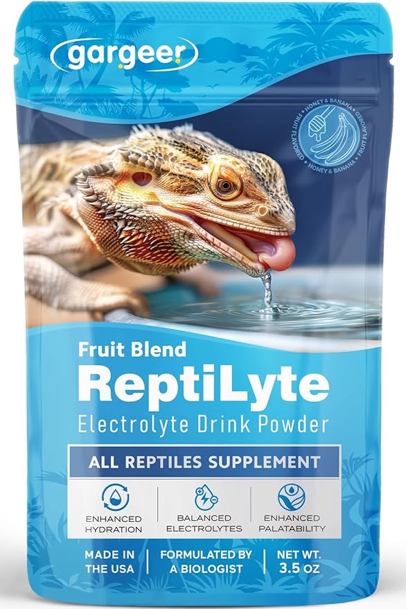 Gargeer 'ReptiLyte' Electrolyte Drink Supplement with Fruit for Reptiles | Hydration & Palatability Boost | Bearded Dragons, Geckos, Lizards, Tortoises | Made in USA. Enjoy!