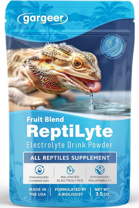 Gargeer 'ReptiLyte' Electrolyte Drink Supplement with Fruit for Reptiles | Hydration & Palatability Boost | Bearded Dragons, Geckos, Lizards, Tortoises | Made in USA. Enjoy!