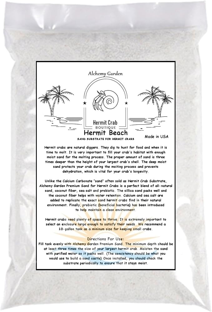 5 lbs. Hermit Crab Sand Substrate, All Natural Premium White Sand Mixture, for Hermit Crab Tanks